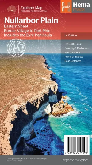 Hema Nullarbor Plain - Eastern Map - Border Village to Port Pirie camp map guide sale waterproof hiking map topographic camping map