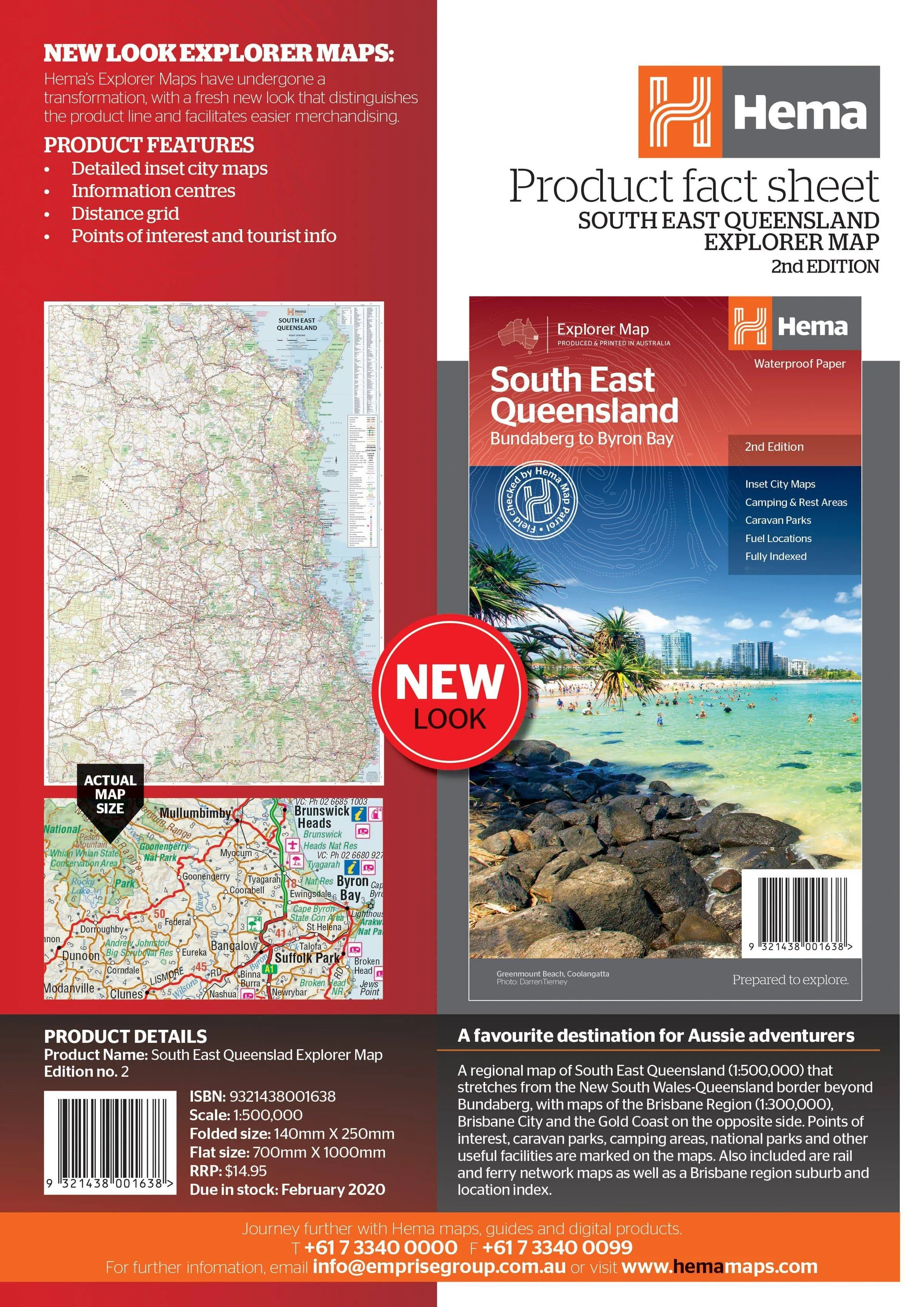 Hema South East Queensland Map Bundaberg to Byron Bay