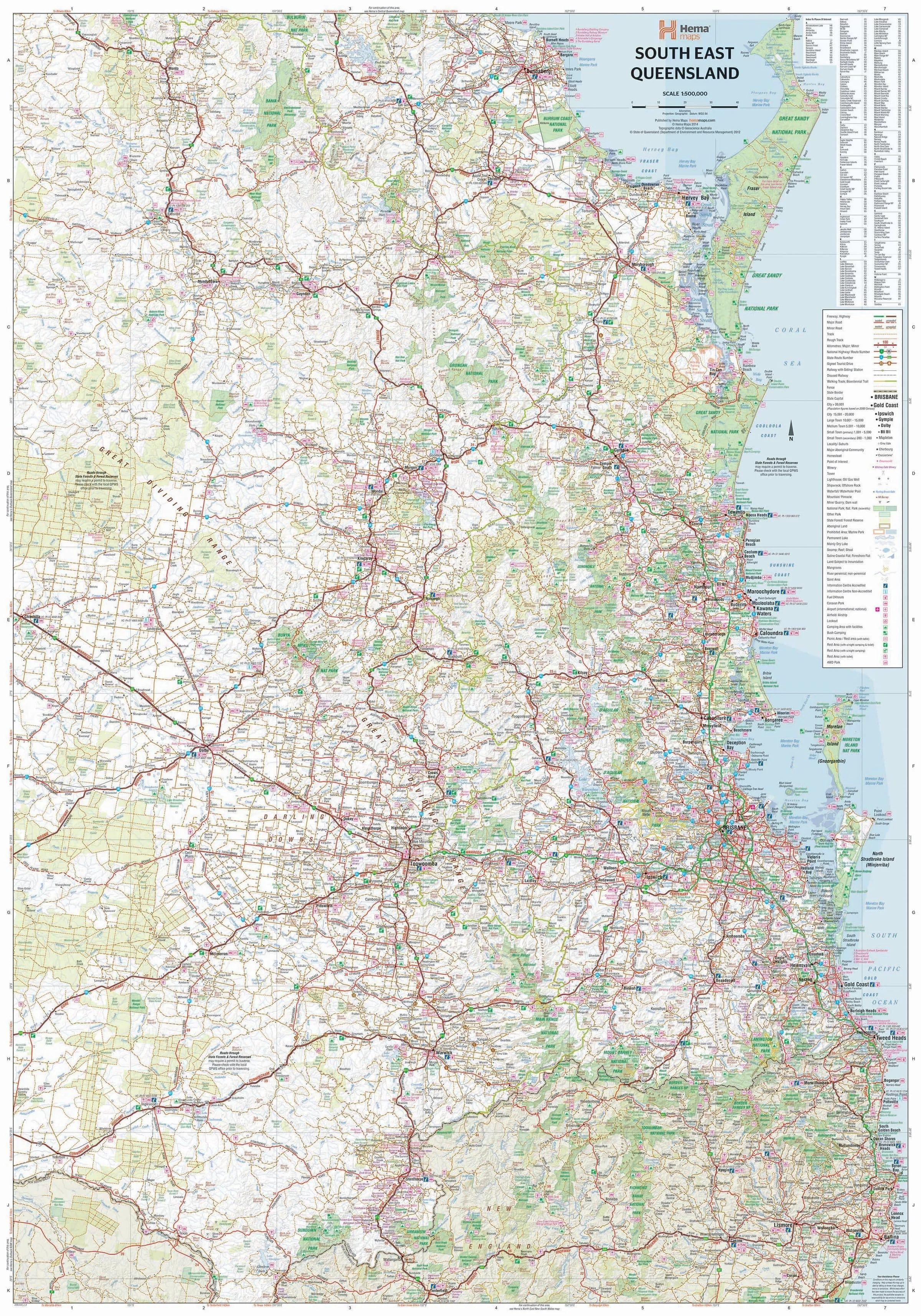 Hema South East Queensland Map Bundaberg to Byron Bay