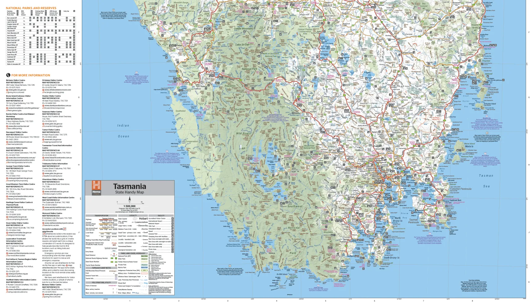 Hema Tasmania Handy Map
