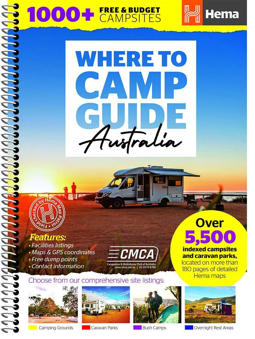 Hema Where to Camp Guide camp map guide sale waterproof hiking map topographic camping map