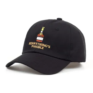 Hennything's Possible Baseball Cap boater hat with bow in beach sunlight