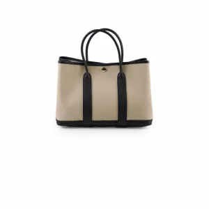 Hermes Garden Party 30 Noir/Beton Canvas B stamp Top Handle Bags Cheap