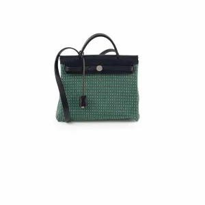 Hermes Herbag Zip 31 Criss Viking Quadrille Dark Green, Navy Top Handle Bags Cheap
