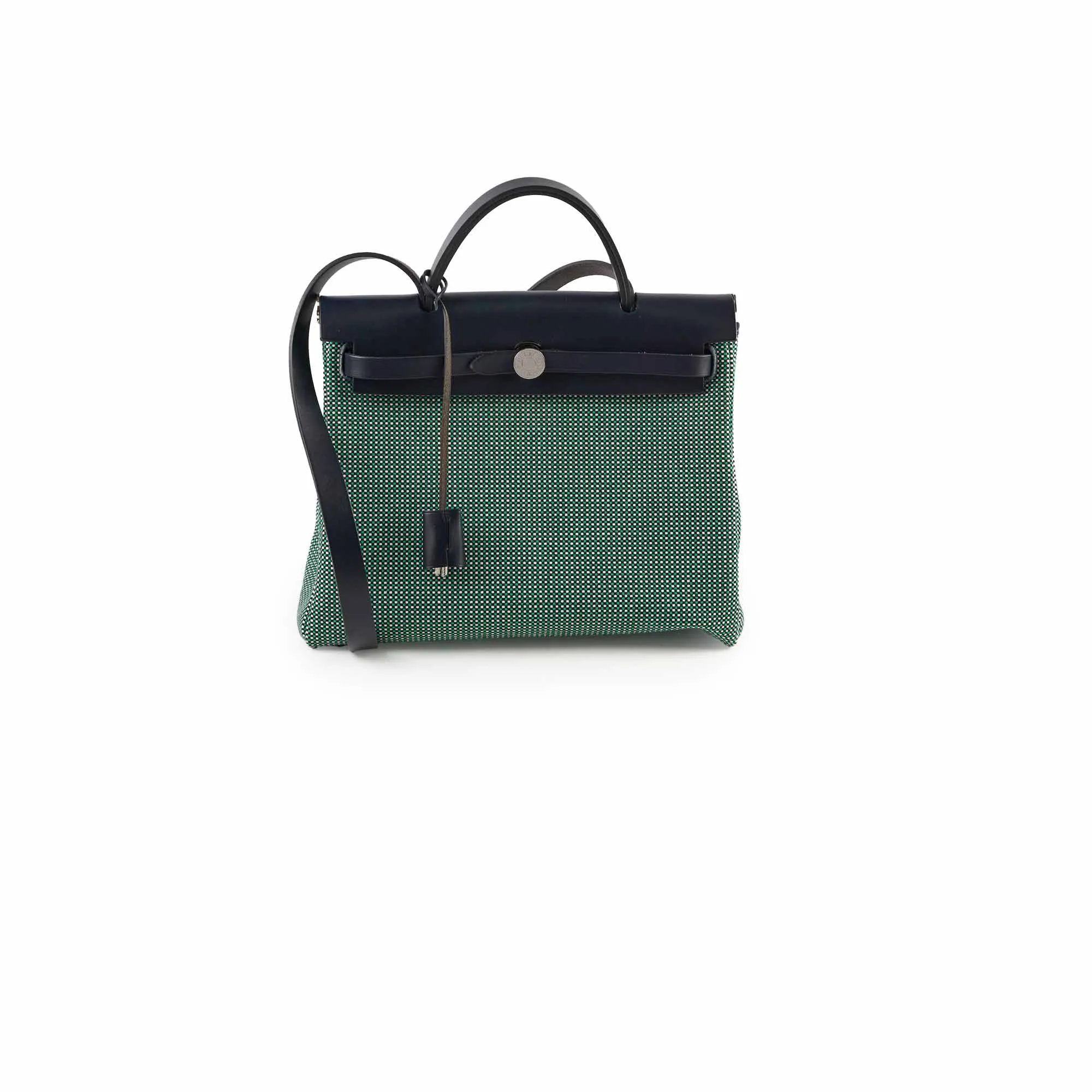 Hermes Herbag Zip 31 Criss Viking Quadrille Dark Green, Navy Top Handle Bags Cheap
