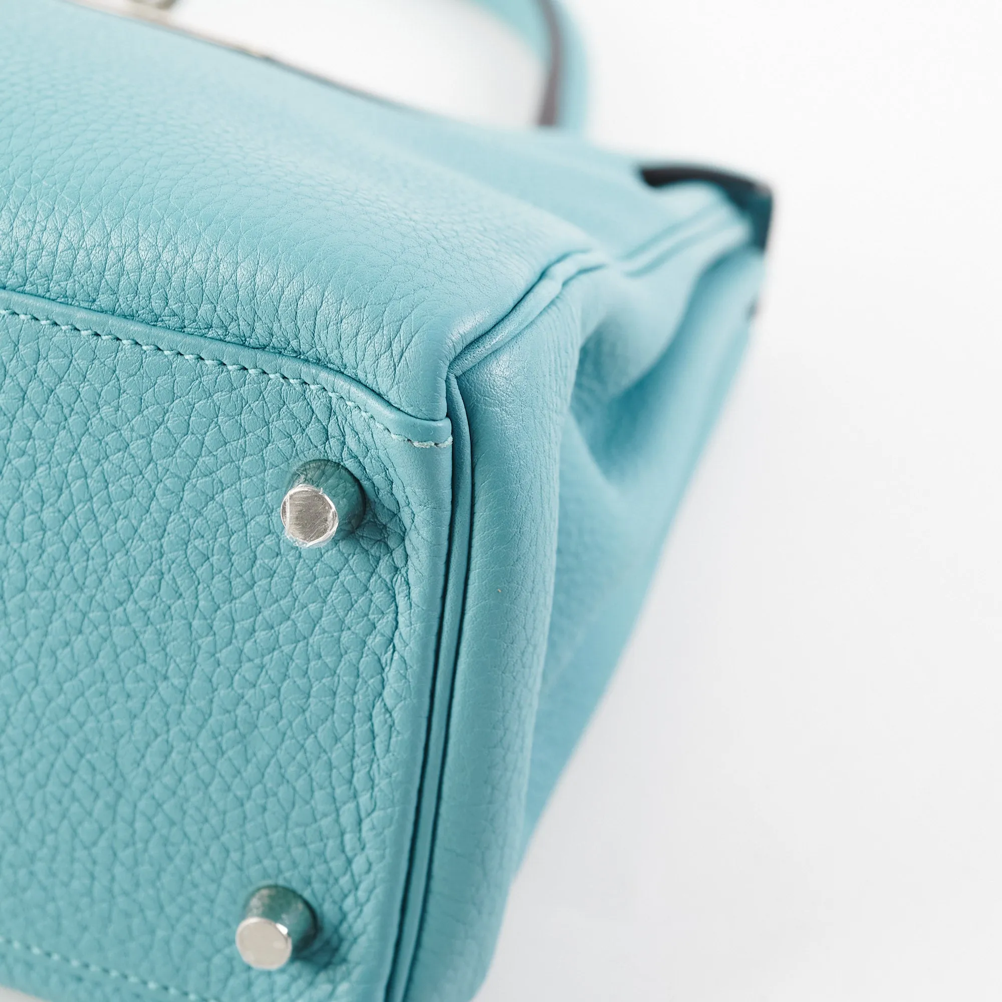Hermes Kelly 28 Clemence Blue Atol
