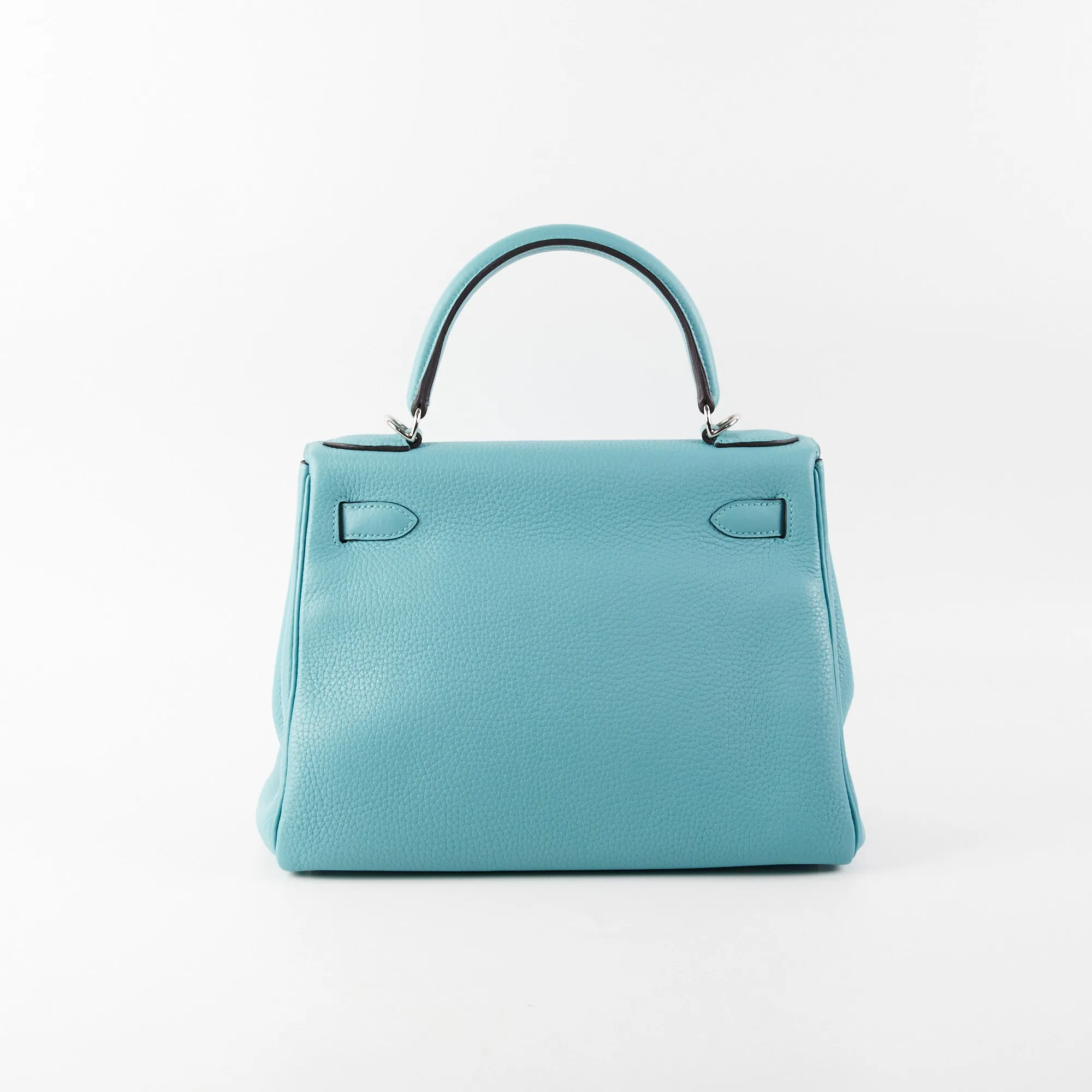 Hermes Kelly 28 Clemence Blue Atol