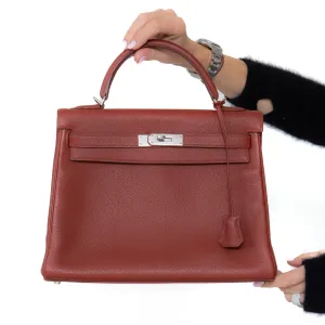 Hermes Kelly 32 Bag In Brique 2004 handbags sale 80% off