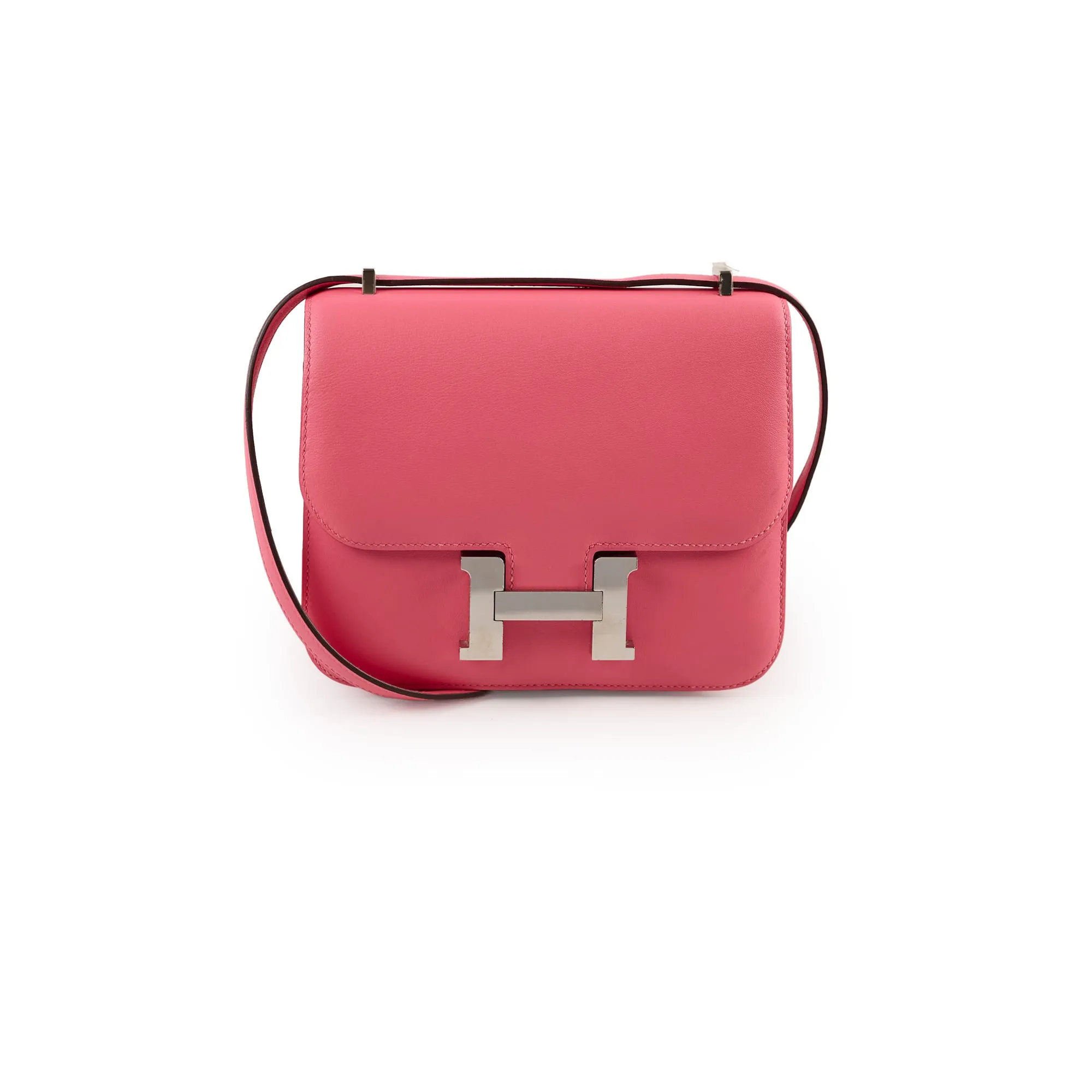 Hermes Mini Constance 18 Rose Azalea Swift A Stamp Crossbody Bags Cheap Online
