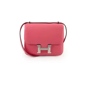 Hermes Mini Constance 18 Rose Azalea Swift A Stamp Crossbody Bags Cheap Online