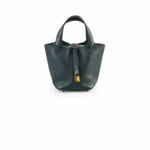 Hermes Picotin 18 Vert Cypres Clemence GHW Top Handle Bags Cheap