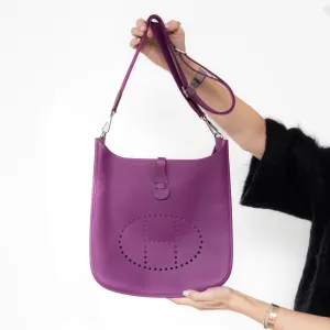 Hermes Purple Evelyne 29 Bag handbags sale 80% off