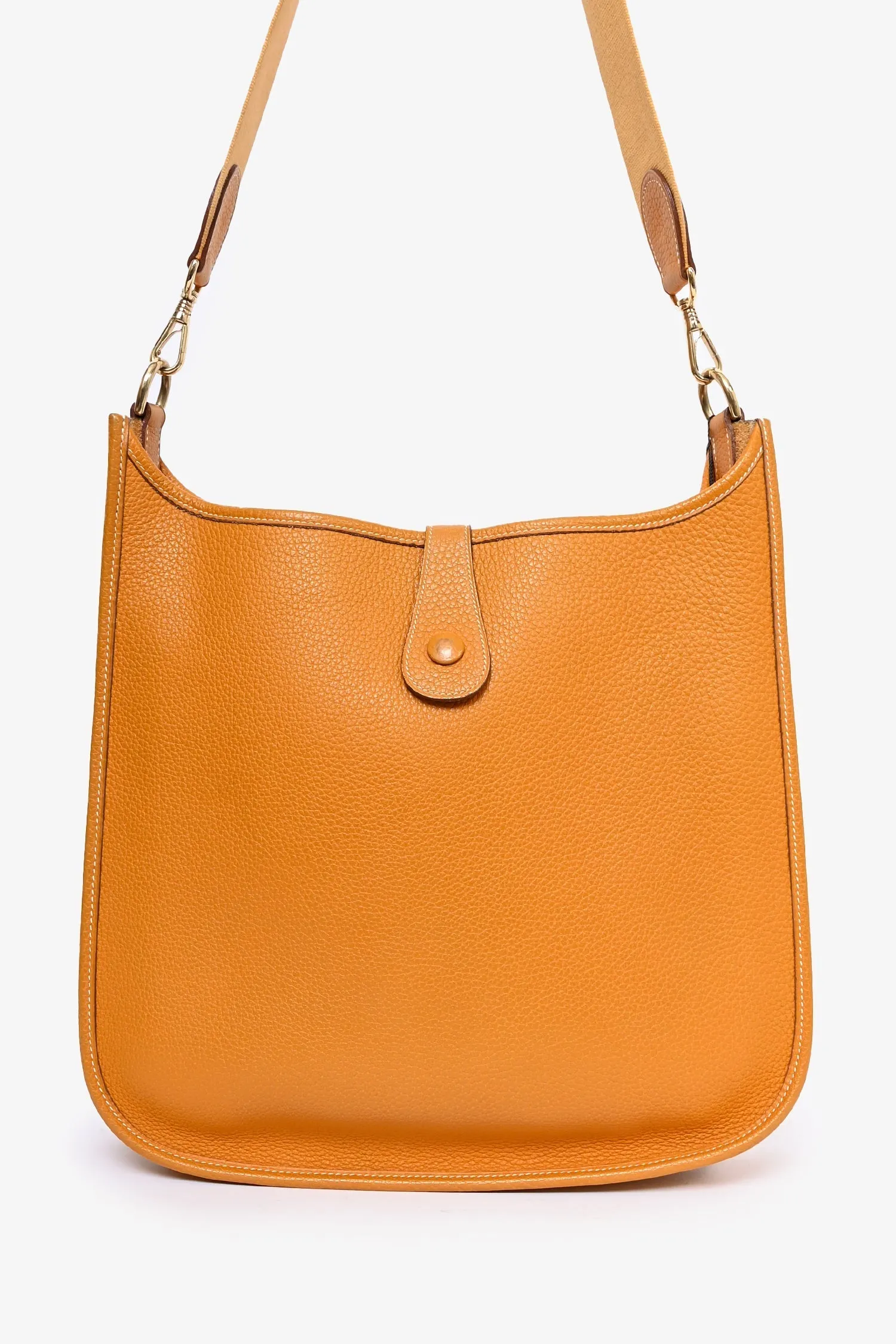 Herm??s 2002 Orange Clemence Leather Evelyn GM Crossbody