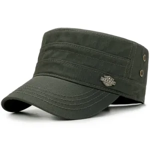 HeyHat Classic Cotton Army Cap stylish boater hat with ribbon on model