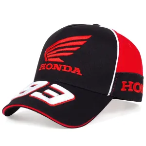 Honda 93 Racing Baseball Cap boater hat with bow in beach sunlight