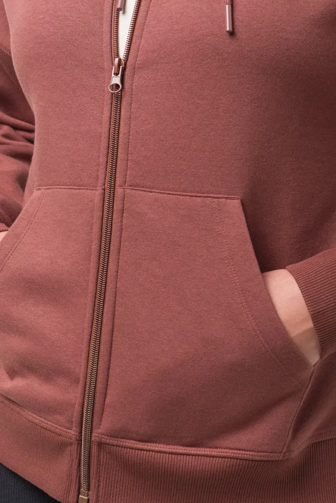 Hooded Fleece Zip Through Tracktop Brown