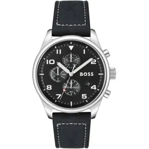 Hugo Boss Men's Watch - View Quartz Chronograph Black Dial Leather Strap | 1513987 