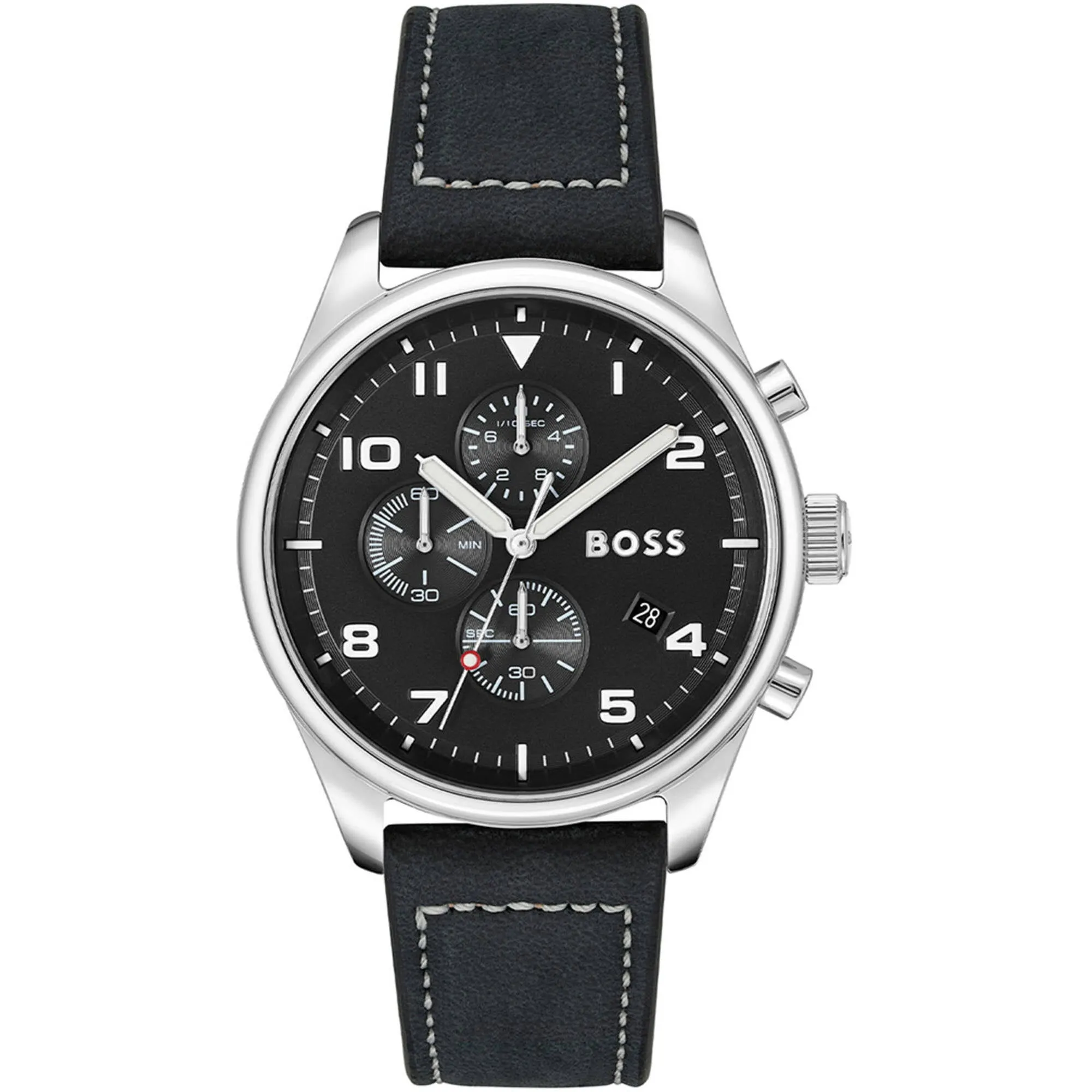 Hugo Boss Men's Watch - View Quartz Chronograph Black Dial Leather Strap | 1513987 
