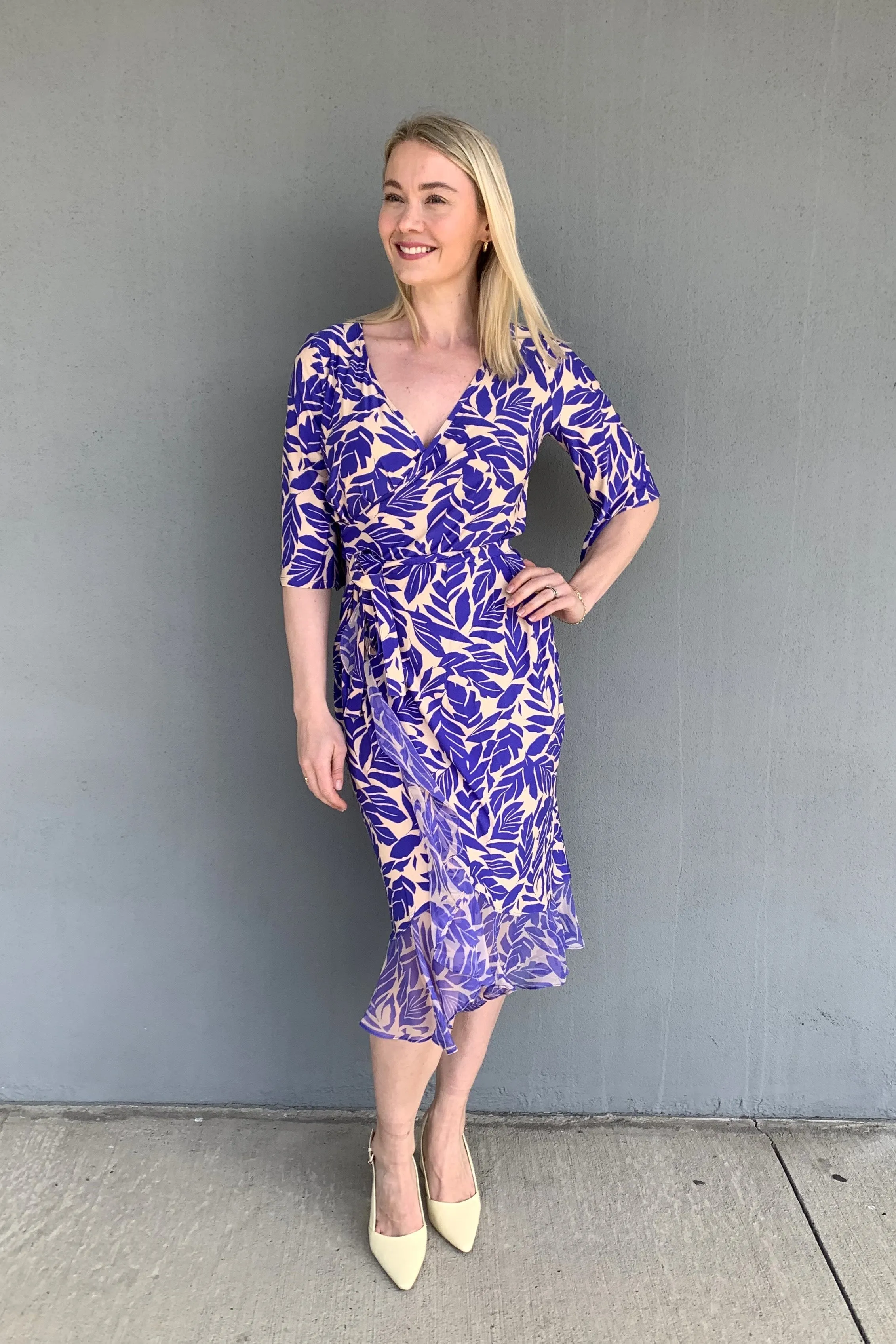 Clothings Illium - 400748C Print Chiffon Wrap Dress Dresses women dresses dress stores