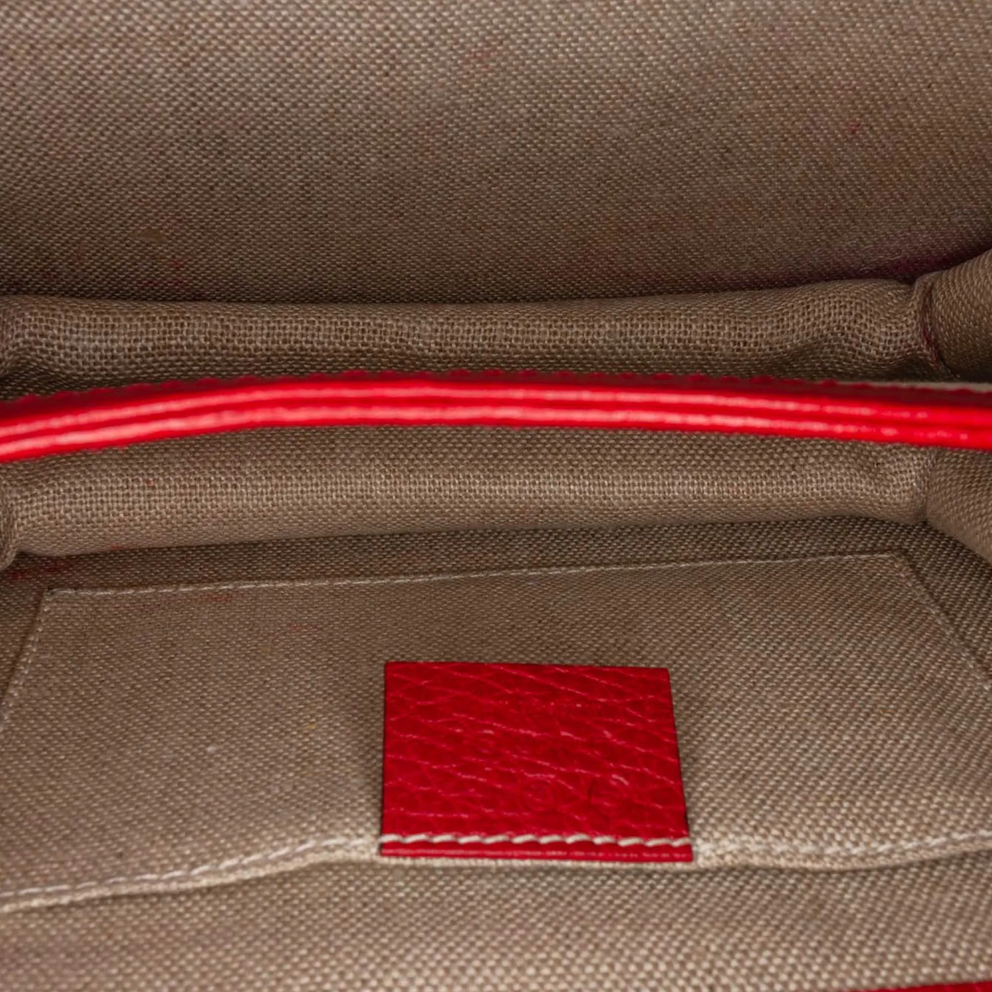 Interlocking Chain Leather Crossbody Bag Red