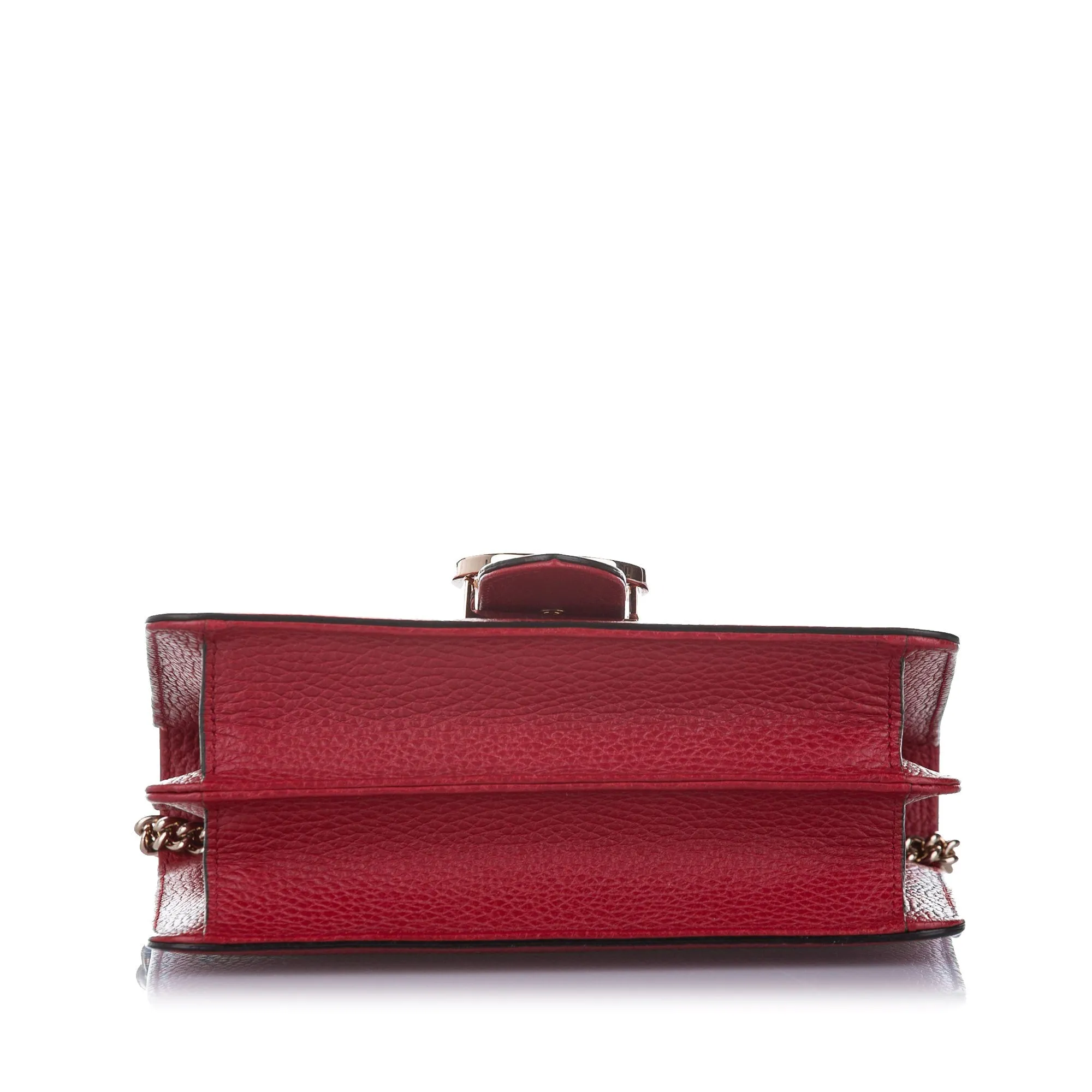 Interlocking Chain Leather Crossbody Bag Red