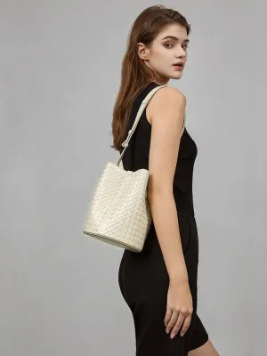 Interwoven Lambskin Leather Bucket Bag, Small Shoulder Bag,  Woven Purse Women Classic bag Crossbody Designer  Bag, Designer Bag bucket bags for sale