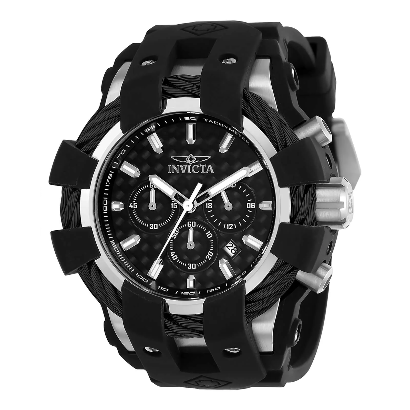 Invicta 23855 Men's Bolt Sport Black Bezel Black Carbon Fiber Dial Chronograph Dive Watch Luxury Quartz Watch Quartz Watch Sale