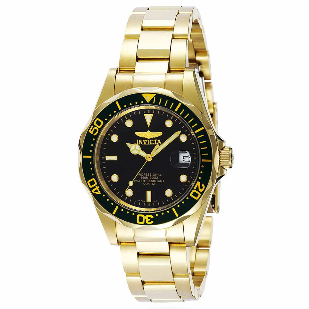 Invicta 8936 Men's Pro Diver Gold Plated SS Black Dial Watch Luxury Quartz Watch Quartz Watch Sale