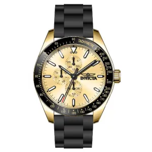Invicta Men's Chrono Watch - Aviator Yellow Gold Case Black Silicone Strap | 38405 Luxury Quartz Watch Quartz Watch Sale