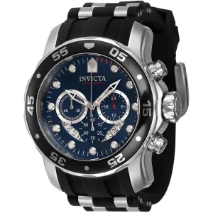Invicta Men's Chrono Watch - Pro Diver Blue Dial Black and Silver Tone Strap | 40476 Luxury Quartz Watch Quartz Watch Sale