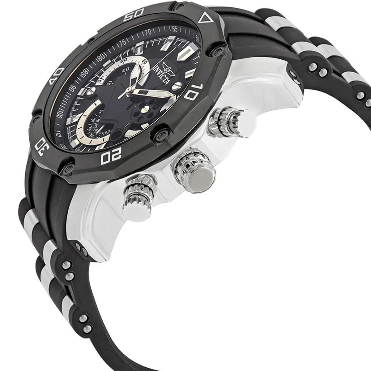 Invicta Men's Chronograph Watch - Pro Diver Steel & Silicone Strap Black Dial | 22797