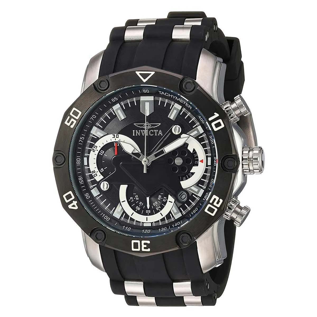 Invicta Men's Chronograph Watch - Pro Diver Steel & Silicone Strap Black Dial | 22797 