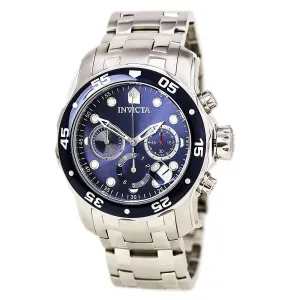 Invicta Men's Pro Diver Chronograph Watch - Quartz Blue Dial Steel Bracelet | 0070 Luxury Quartz Watch Quartz Watch Sale