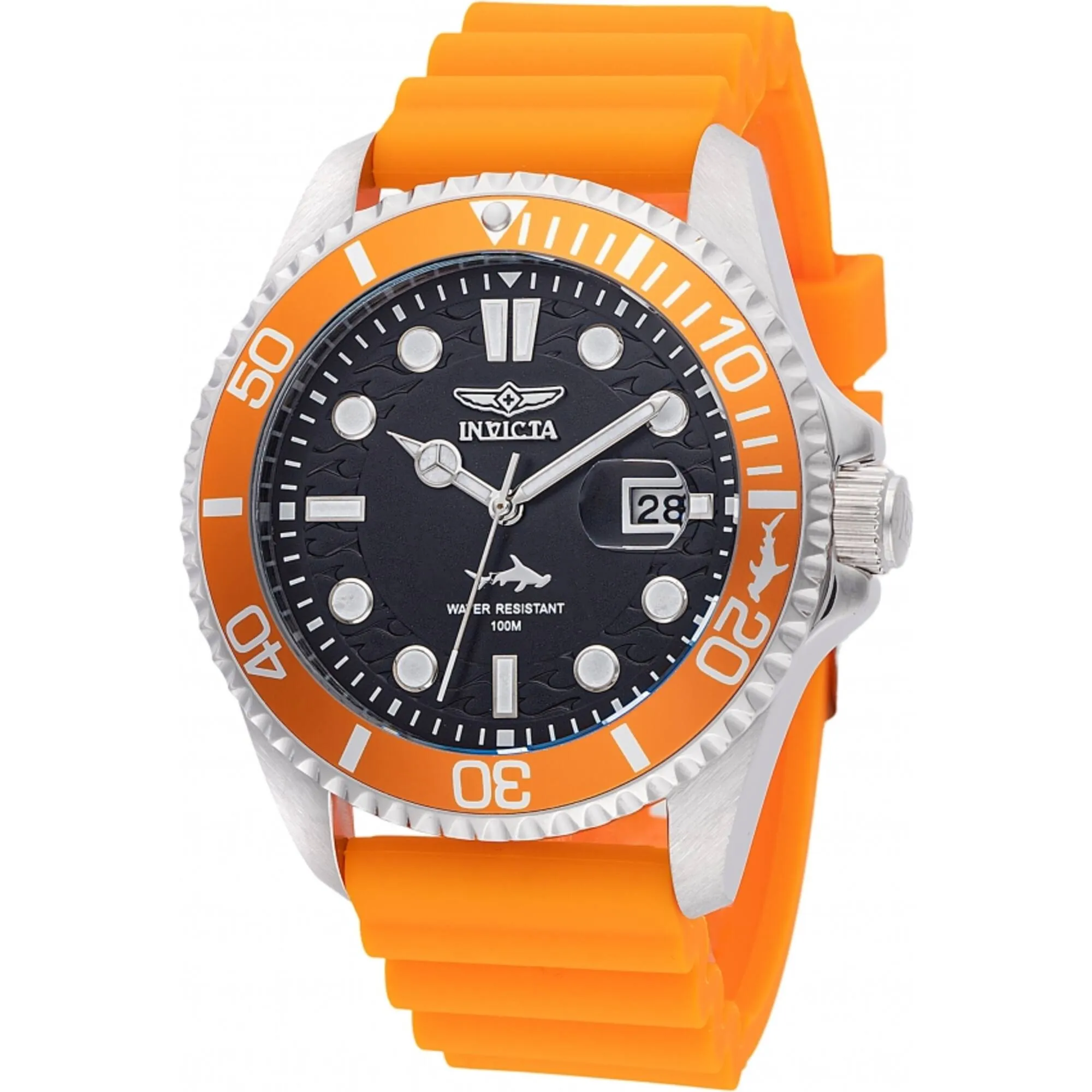 Invicta Men's Quartz Watch - Pro Diver Black Dial Orange Silicone Strap | 47162 Luxury Quartz Watch Quartz Watch Sale