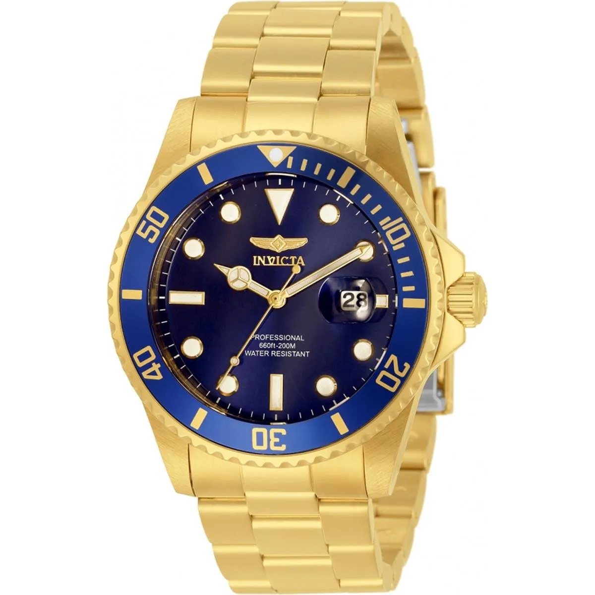 Invicta Men's Quartz Watch - Pro Diver Blue Dial Yellow Gold Steel Bracelet | 33270 Luxury Quartz Watch Quartz Watch Sale