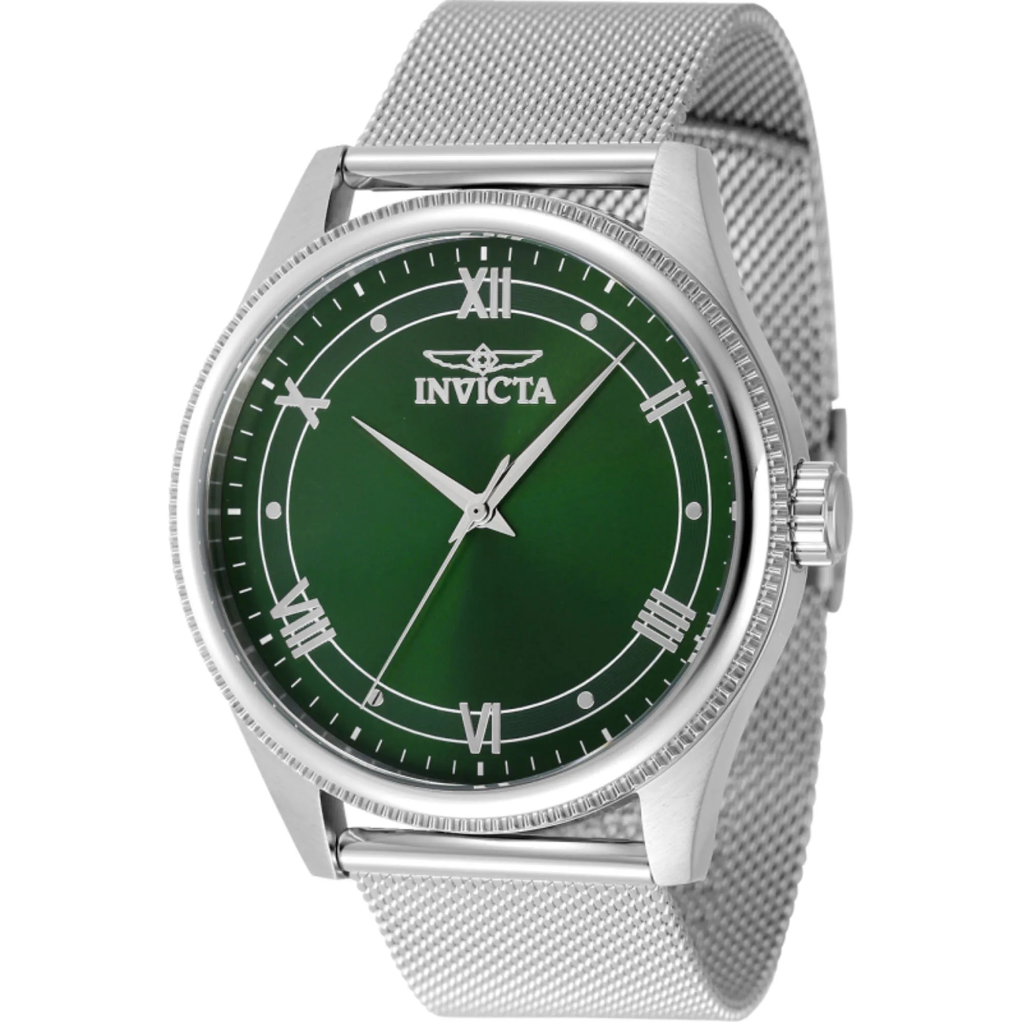 Invicta Men's Watch - Celestial Quartz Green Dial Silver Tone Mesh Bracelet | 48482 Luxury Quartz Watch Quartz Watch Sale