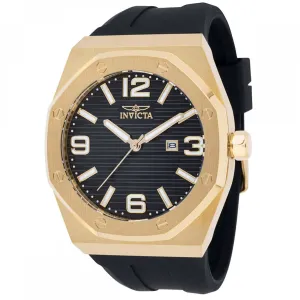 Invicta Men's Watch - Huracan Yellow Gold Case Black Dial Silicone Strap | 45776 Luxury Quartz Watch Quartz Watch Sale