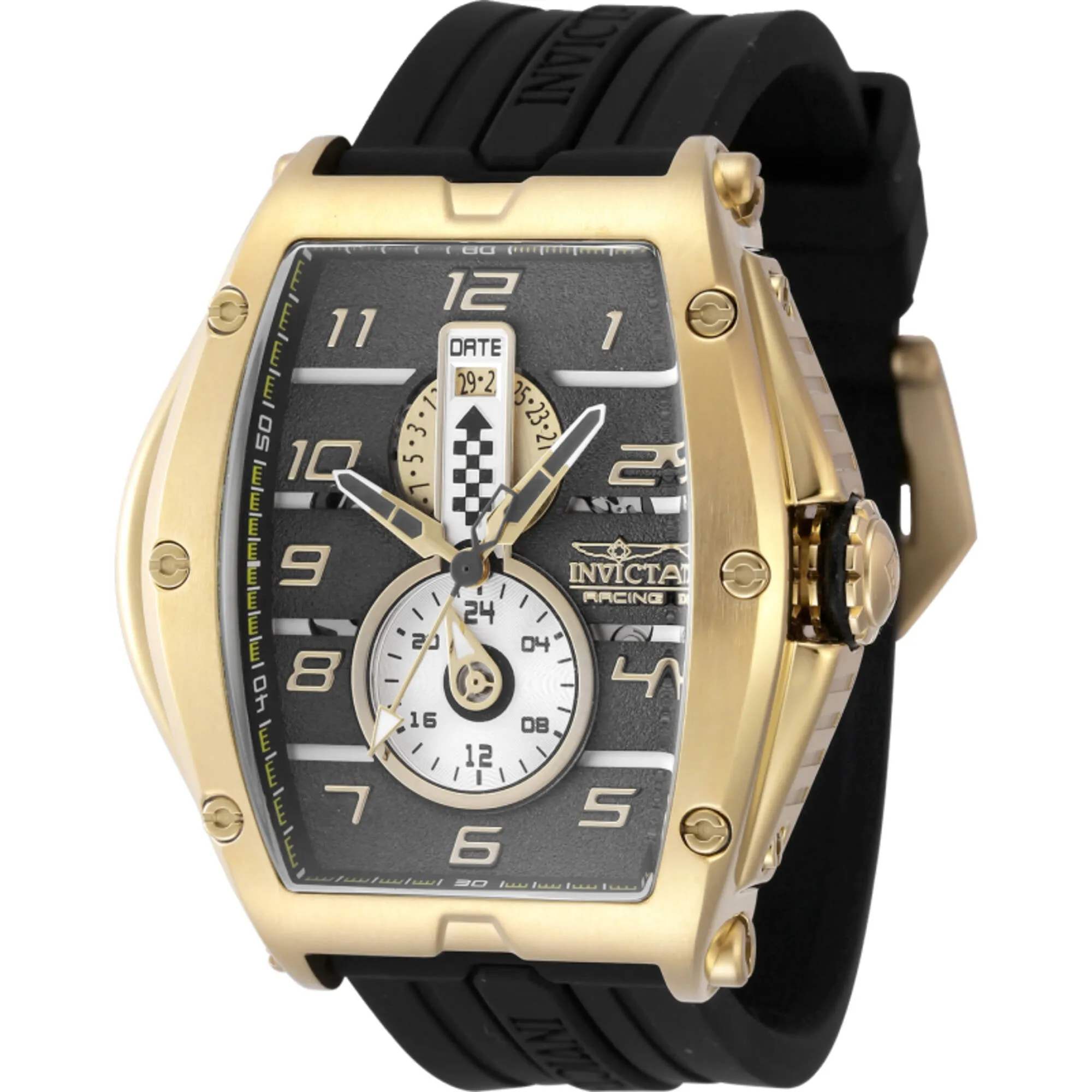 Invicta Men's Watch - Invicta Racing Quartz Yellow Gold Case Black Strap | 47386 Luxury Quartz Watch Quartz Watch Sale