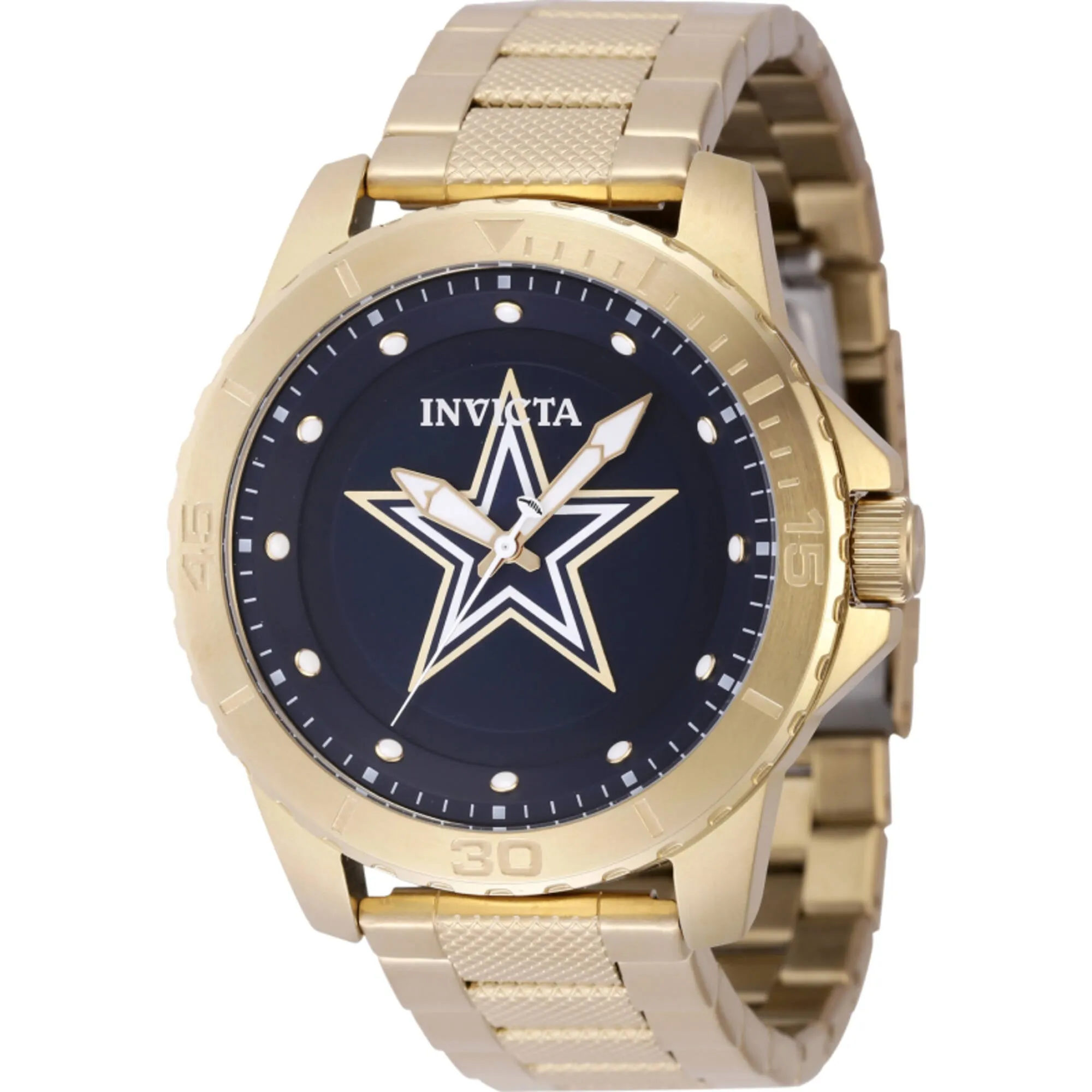 Invicta Men's Watch - NFL Dallas Cowboys Quartz Blue Dial Yellow Gold Bracelet | 48091 Luxury Quartz Watch Quartz Watch Sale