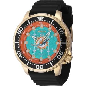 Invicta Men's Watch - NFL Miami Dolphins Quartz Yellow Gold Case Black Strap | 48109 Luxury Quartz Watch Quartz Watch Sale