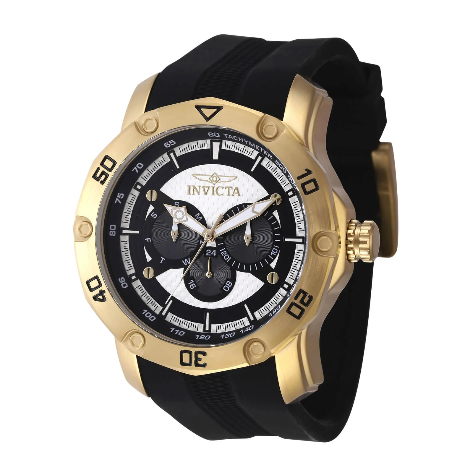 Invicta Men's Watch - Pro Diver White and Black Dial Silicone Strap Day-Date | 45741 Luxury Quartz Watch Quartz Watch Sale