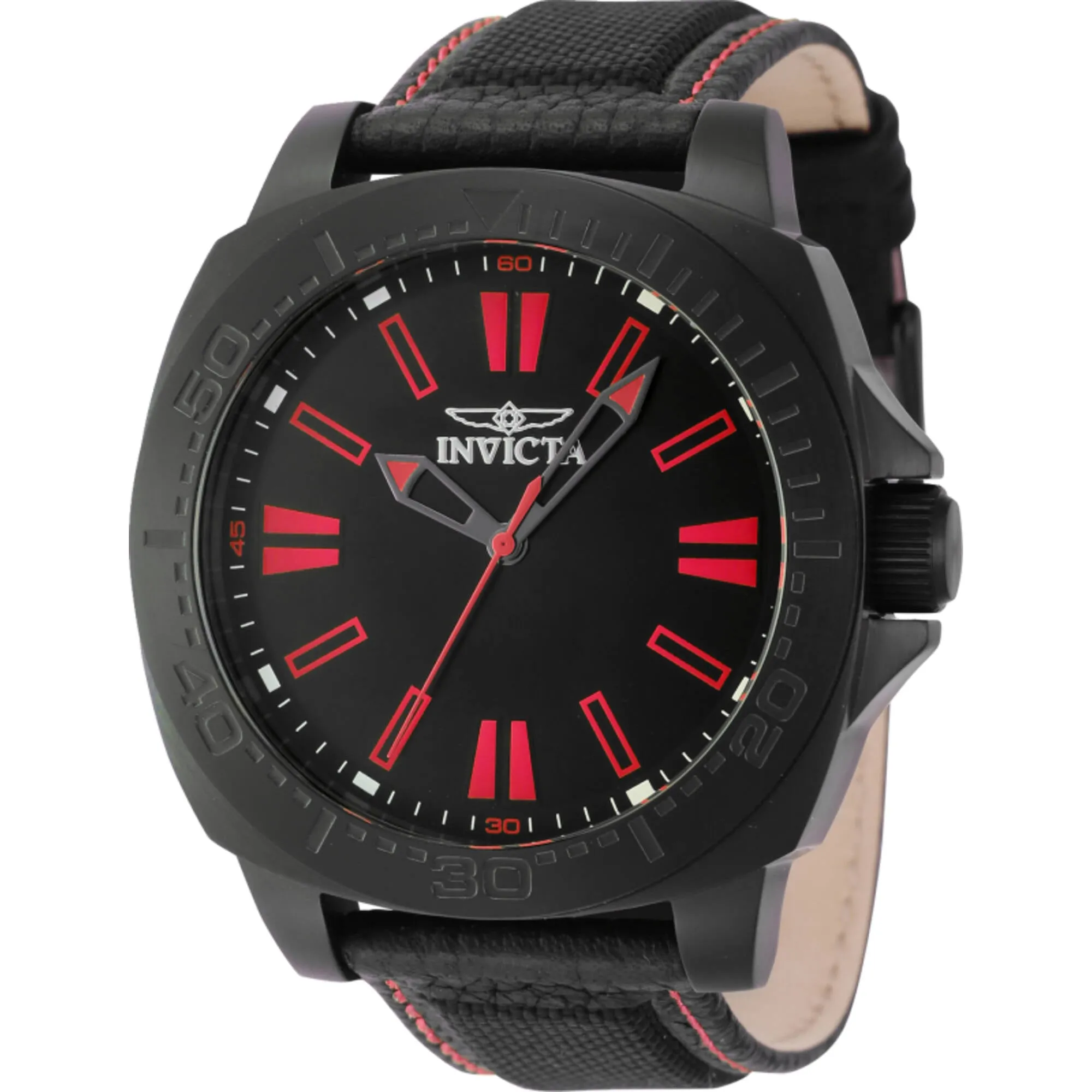 Invicta Men's Watch - Speedway Quartz Black Brass Dial Nylon and Leather Strap | 46309 Luxury Quartz Watch Quartz Watch Sale