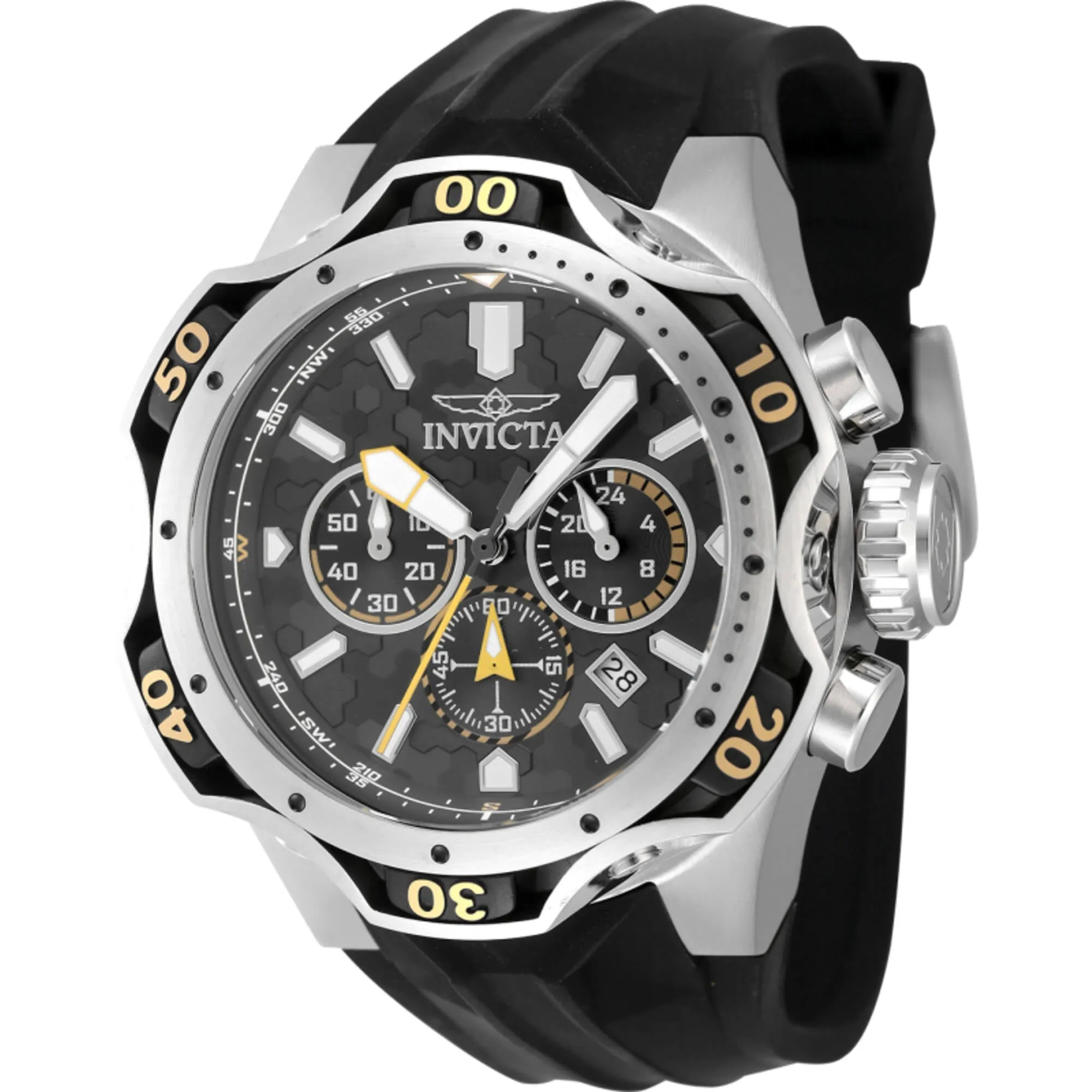 Invicta Men's Watch - Venom Chronograph Grey and Black Dial Silicone Strap | 47760 Luxury Quartz Watch Quartz Watch Sale