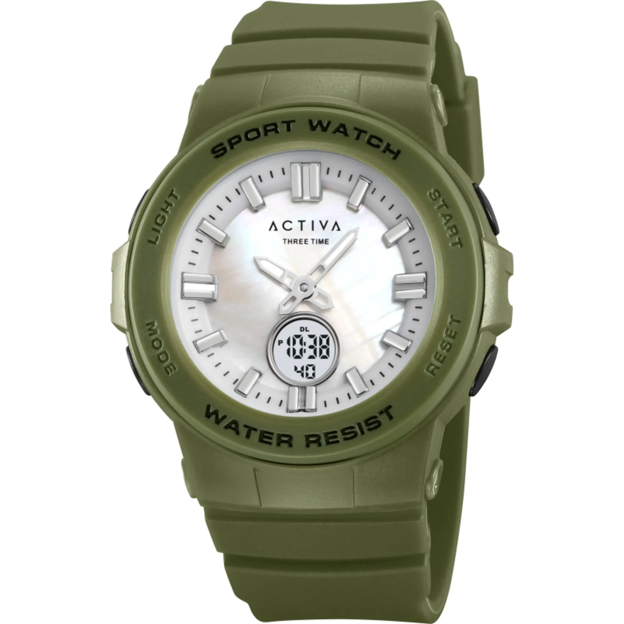 Invicta Unisex Watch Activa White Ana-Digi Dial Army Green Strap ACW2125-003 Luxury Quartz Watch Quartz Watch Sale