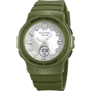 Invicta Unisex Watch Activa White Ana-Digi Dial Army Green Strap ACW2125-003 Luxury Quartz Watch Quartz Watch Sale