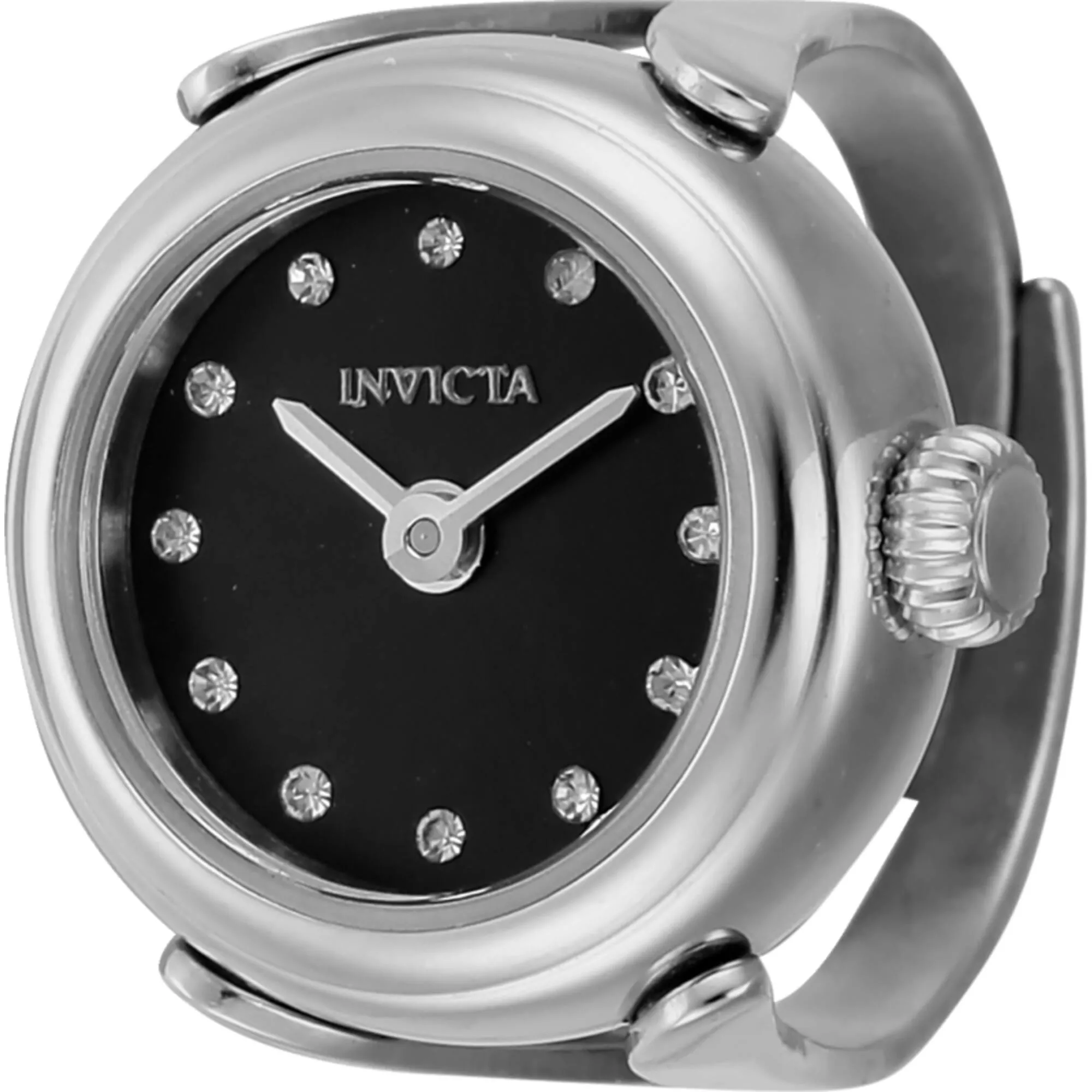 Invicta Women's Quartz Watch Ring - Mini Angel Black Dial Stainless Steel Case | 44481 Luxury Quartz Watch Quartz Watch Sale