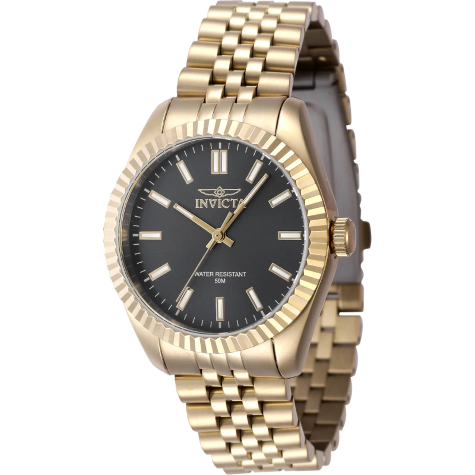 Invicta Women's Watch - Specialty Quartz Black Dial Yellow Gold Steel Bracelet | 47504 Luxury Quartz Watch Quartz Watch Sale