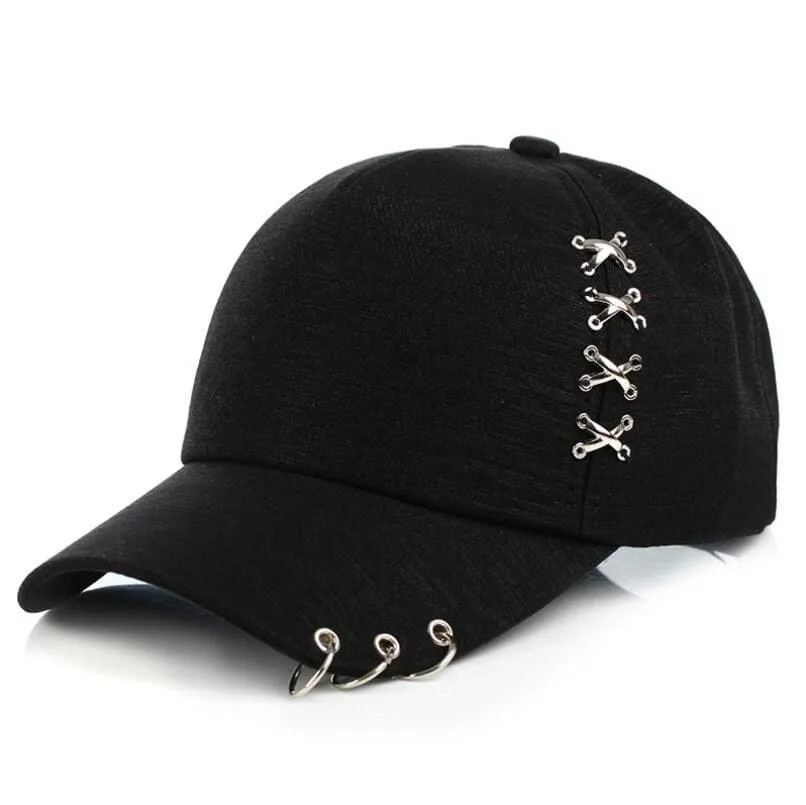 Iron Rings Baseball Cap stylish boater hat with ribbon on model