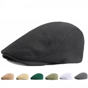 Ivy Classic Plain Flat Cap stylish boater hat with ribbon on model