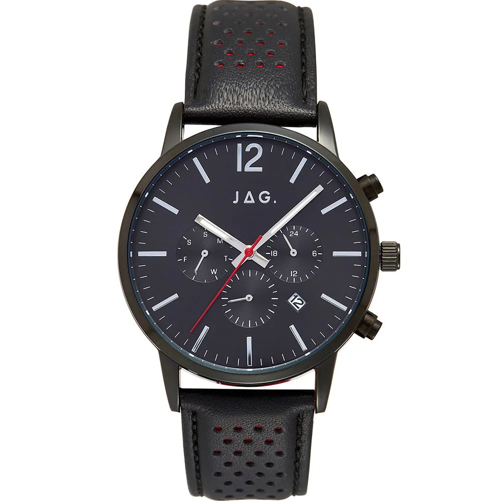 Jag Wilbur Chronograph Men's Black Leather Watch J2296 